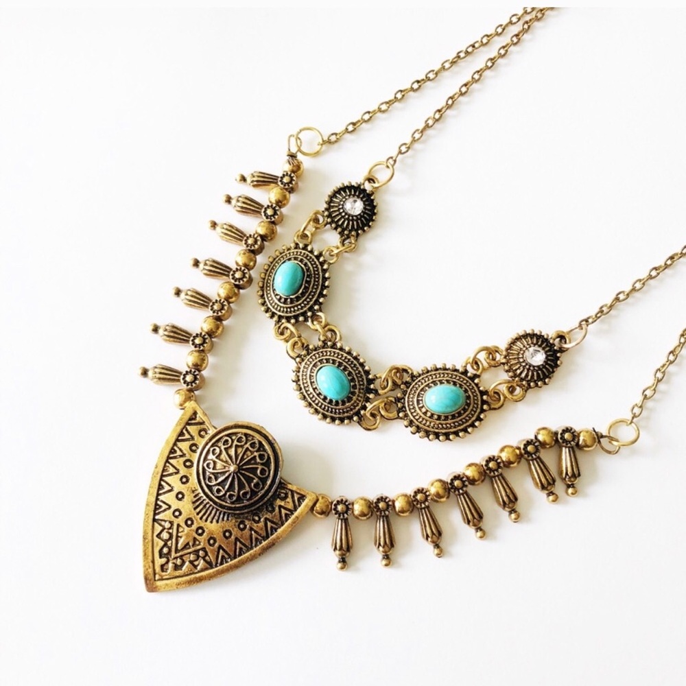 Antique Gold Boho Necklace - Picture 2 of 4